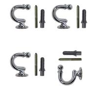 4 Pack Curtain Tie Back Hooks - U-Shaped Wall Mount Holdbacks for Drapes & Curtains, Decorative Tieback Holders for Living Room, Bedroom & Office