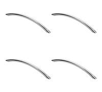 4 Pack | Curved Bow Cabinet Pull Handle - 190 x 10mm - 160mm Fixing Centres - Chrome | Cabinet Pull Handle - Wardrobe Cupboard Door Handle - Suitable for Lightweight Internal Doors