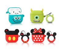 (4 Pack) Cute Case for AirPods 4 Earbuds (2024), XMBYGY Silicone Cartoon Charging Case Shockproof Protective Headphones Cover with Carabiner for Man Woman Teen (N+C+Q+M)