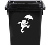 4 Pack Cute Frog Wheelie Bin Number Stickers - 6 Colours to Choose from - Waterproof Vinyl Decal - Long Lasting - Easy to Clean