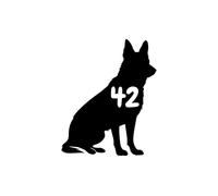 4 Pack Cute German Shepherd Dog Silhouette Waterproof Personalised Wheelie Bin Stickers Custom House Number - Stick On House Numbers (17cm x 14cm (6.7" x 5.5"))