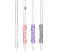4 Pack Cute Silicone Grips Compatible with Apple Pencil 2nd/Pro/USB-C Grip, Ergonomic Design Protective Case Cover Sleeve (White/Pink/Purple/Light Grey)