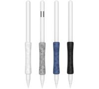 4 Pack Cute Silicone Grips Compatible with Apple Pencil 2nd/Pro/USB-C Grip, Ergonomic Design Protective Case Cover Sleeve (White+Light Gray+Midnight Blue+Black)