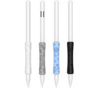 4 Pack Cute Silicone Grips Compatible with Apple Pencil 2nd/Pro/USB-C Grip, Ergonomic Design Protective Case Cover Sleeve (White+Light Grey+Black+Blue)