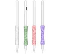 4 Pack Cute Silicone Grips Compatible with Apple Pencil 2nd/Pro/USB-C Grip, Ergonomic Design Protective Case Cover Sleeve (White/Green/Pink/Purple)
