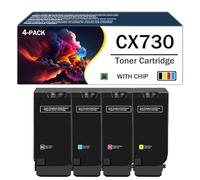 4 Pack CX730 High Yield Toner, Compatible 71C2HK0 71C2HC0 71C2HM0 71C2HY0 Toner Cartridges for Lexmark CS730de CS735de CX730de CX735adse CX737adzse Laser Printer,4Color-1Pack