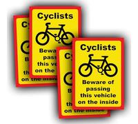 4-Pack - Cyclists Beware Car Bumper Stickers Van Bus Vinyl Decals - 105mm x 148mm