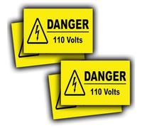 4 Pack - Danger 110 Volts Stickers - Waterproof High Voltage Labels - 50mm x 80mm