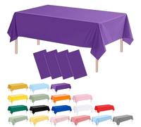 4 Pack Dark Purple Disposable Plastic Table Cloths, 137 x 274 cm PEVA Tablecloths for Rectangle Tables, Waterproof Wipe Clean Party Table Covers for Wedding Birthday Picnic BBQ