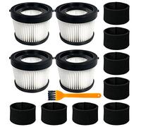 4 Pack DCV5011H HEPA Filter Compatible with DEWALT DCV501HB Cordless Handheld Vacuum, with 8 Foam Sleeve Filters & 1 Brush