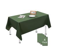 4 Pack Deep Green Table Cloths for Party,137x274cm Extra Large Rectangular Tablecloths,Solid Color TableCloth,Wipe Clean|Waterproof|Oilproof Table Cover for Parties,Daily Use,Outdoor Picnic,Weddings