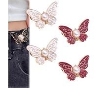 4-Pack Detachable Butterfly Clips, Adjustable Waists Buckle Sets, Waist Cinching Button, No Tools Decorative Buckles, No-Sew Instant Waist Buckles for Loose Jeans Jackets Coats Shirts (B)