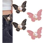 4-Pack Detachable Butterfly Clips - Fabricateup Detachable Butterfly Clips, ButterflyWaist Cinching Button, No-Sew Instant Waist Buckles for Loose Jeans Jackets Coats Shirts (4Pcs-B)