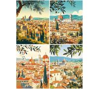 4 Pack Diamond Art Architecture 16x20inch / 50x40cm, 2025 New Small Diamond Art Kits Adults, Crystal Paintings Arts and Crafts for Adults Kids, Painting Crafts Pictures Embroidery Kit Landscape S802-Y