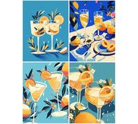 4 Pack Diamond Art Cocktail 20x27inch / 70x50cm, 2025 New Small Diamond Art Kits Adults, Crystal Paintings Arts and Crafts for Adults Kids,DIY Painting Crafts Pictures Embroidery Kit Lemon S410-Y