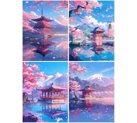 4 Pack Diamond Art Japan 23x31inch / 80x60cm, 2025 New Diamond Art Kits Adults, Crystal Paintings Arts and Crafts for Adults Kids Beginners, Painting Crafts Pictures Embroidery Kit Landscape S920-Y