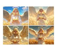 4 Pack Diamond Art Kits Adults, 5D Diamond Painting Landscape, Full Drill Square Gem Art Painting by Numbers Beginner Embroidery Kits for Living Room Home Wall Decor Gift 80x60cm (Goddess-4) K-a380