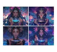 4 Pack Diamond Art Kits Adults, 5D Diamond Painting Woman, Full Drill Square Gem Art Painting by Numbers Beginner Embroidery Kits for Living Room Home Wall Decor Gift 50x40cm (Landscape-14) K-a424