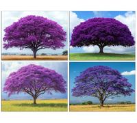4 Pack Diamond Art Kits for Adults, 5D DIY Purple Tree Diamond Painting Kits for Adults, Full Drill Diamonds Crystal Art Embroidery Cross Stitch Crafts for Home Room Wall Decor Gifts 20x28 Inch b-1148
