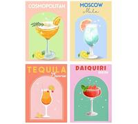 4 Pack Diamond Art Kits for Adults Beginners, COGVOHY 30 × 40 cm Cocktail Themed Crystal Mosaic Diamond Art Painting Kits, DIY Craft Kits Diamond Gem Art for Home Wall Decor & Christmas Birthday Gifts