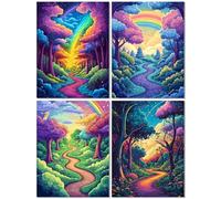 4 Pack Diamond Art kits for Kids Beauty, 5d Diamond Painting Kit for Adults, Retro Crystal Art Kits for Beginner, DIY Cross Stitch Arts Crafts Embroidery Kit for Home Wall Decor Gift 12x16inch Z-501T