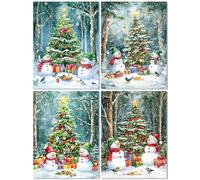 4 Pack Diamond Art kits for Kids Christmas, 5d Diamond Painting Kit for Adults, Winter Crystal Art Kits for Beginner,DIY Cross Stitch Arts Crafts Embroidery Kit for Home Wall Decor Gift 50x65cm Z-666T