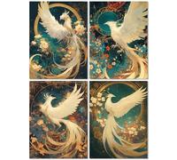 4 Pack Diamond Art kits for Kids Phoenix, 5d Diamond Painting Kit for Adults, Myth Crystal Art Kits for Beginner, DIY Cross Stitch Arts Crafts Embroidery Kit for Home Wall Decor Gift 27x35inch Z-997T