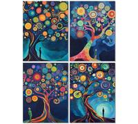 4 Pack Diamond Art kits for Kids Tree Of Life, 5d Diamond Painting Kit for Adults, Color Crystal Art Kits for Beginner, DIY Cross Stitch Arts Crafts Embroidery Kit for Decor Gift 23x27inch Z-717T
