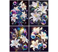 4 Pack Diamond Art Lily 27x39inch / 100x70cm, 2025 New Small Diamond Art Kits Adults, Crystal Paintings Arts and Crafts for Adults Kids, Painting Crafts Pictures Embroidery Kit Mysterious S834-Y