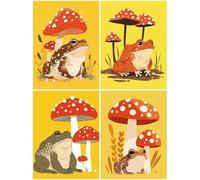 4 Pack Diamond Art Mushroom 16x27inch / 70x40cm, 2025 New Small Diamond Art Kits Adults, Crystal Paintings Arts and Crafts for Adults Kids, DIY Painting Crafts Pictures Embroidery Kit Frog S864-Y