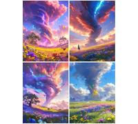 4 Pack Diamond Art Mysterious 27x39inch / 100x70cm, 2025 New Diamond Art Kits Adults, Crystal Paintings Arts and Crafts for Adults, Cross Stitch Painting Crafts Pictures Embroidery Kit Tornado S874-Y