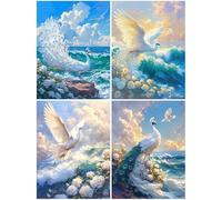 4 Pack Diamond Art Sea 27x35inch / 90x70cm, 2025 New Small Diamond Art Kits Adults, Crystal Paintings Arts and Crafts for Adults,DIY Cross Stitch Painting Crafts Pictures Embroidery Kit Peacock S846-Y