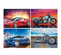 4 Pack Diamond Painting Car 40x30 cm Painting by Numbers Adults 5D Diamond Picture Art Kids DIY Diamond Painting Motorcycle Motorbike Diamond Painting Puzzle Rhinestone Mosaic Motorbike Diamond Art