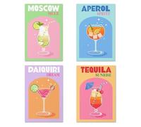 4 Pack Diamond Painting Kits, Cocktail Themed Diamond Art Kits,Tools Included, DIY Craft Kits for Adults with Diamonds Gem Art for Home Wall Decor Gifts (Colour A)