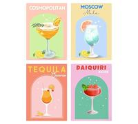 4 Pack Diamond Painting Kits, Cocktail Themed Diamond Art Kits,Tools Included, DIY Craft Kits for Adults with Diamonds Gem Art for Home Wall Decor Gifts (Colour C)