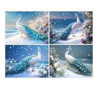 4 Pack Diamond Painting Kits for Adults, Landscape Diamond Art kits for Beginners, DIY Full Drill Square Rhinestone Embroidery Cross Stitch Crystal Art for Home Wall Decor 50x40cm (Peacock-7) K-a373