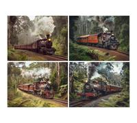 4 Pack Diamond Painting Kits for Adults, Retro Diamond Art kits for Beginners, DIY 5D Full Drill Square Rhinestone Embroidery Cross Stitch Crystal Art for Home Wall Decor 90x60cm (Train-3) K-a395