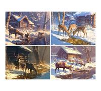 4 Pack Diamond Painting Kits for Adults, Winter Diamond Art kits for Beginners, DIY 5D Full Drill Square Rhinestone Embroidery Cross Stitch Crystal Art for Home Wall Decor 100x80cm (Animal-4) K-a345