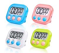 4 Pack Digital Kitchen Timers for Cooking, Magnetic Kitchen Timer Clock, Minute Cooking Timer, Digital Minute Countdown Timers for Cookings, Classroom Gym Study Teeth Cleaning - Battery Included