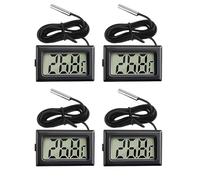4 Pack Digital Thermometer with External Probe LCD Indicator Temperature Monitor Sensor for Kitchen Home Fridge Freezer Aquarium Refrigerator Cold Storage Black (-50°C to 110°C)
