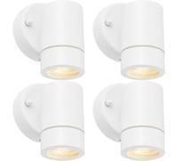 4 PACK Dimmable Outdoor IP44 Downlight - 7W GU10 LED - Gloss White & Glass