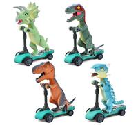4 Pack Dinosaur Toys Scooter Mini Finger Dino Pull Back Cars Small Finger Kick Scooters for Kids 3-5, Dinosaur Gift Sets for Boys Birthday Halloween Christmas Back to School