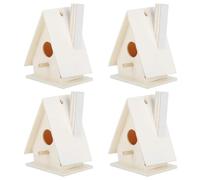 4 Pack DIY Bird House Kit,Unfinished Paintable Wooden DIY Birdhouse Kit for Kids DIY,3.0x1.6x2.2inch Wood Bird House Hanging Nest Ornament for Crafting, Creating and Decorating