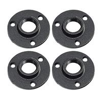 4 Pack DN20 Malleable Black Floor Iron Flange, 3/4-inch, Three Holes, DIY Wall Industrial Steampunk Furniture Vintage Retro Decor