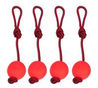 4 Pack Dog Ball On Rope, Interactive Pet Toy Ball with Solid Rubber Balls for Dogs, Chew Resistant Dog Training Dummy for Fetching Catching Throwing and Tugging, Red Rubber Balls for Medium Large Dogs