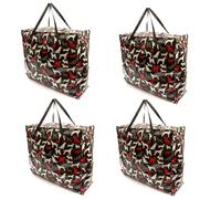 4 PACK Dog Print Design 75x60x25cm Heavy Duty Laundry Bags X-Large With Zip Durable Reusable Foldable Waterproof Strong Clothing Wardrobe Storage Moving House Shopping Toy Decorations Bags