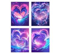 4 Pack Dolphin Diamond Art for Kids Love Diamond Painting Crystal Art Kits DIY Full Rhinestone Dimond Painting for Kids/Beginners, 5D Embroidery Cross Stitch Crafts for Home Wall Decor 18x24in z489f