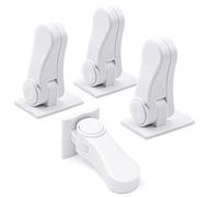 4 Pack Door Lever Child Safety Locks, SACONELL Upgraded Childproof Single Lever Lock, 180 Degree Revolving Door Lock with Adhesive (White)
