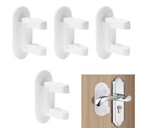 4 Pack Door Lever Safety Locks, Safety Door Handle Lock for Child, No Drill Self-Adhesive Door Handle Locks for Child-Proof & Pet-Proof for Bedroom Kitchen, White