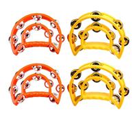 4 Pack Double Row Tambourine with Dual Layer Jingles, Handheld Musical Percussion for Stage and KTV, Orff Instrument for Early Education, Comfortable Grip, 4 Pcs Rhythm Teaching Aids